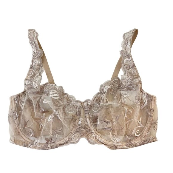Soma Nude Lace Lightly Lined Sheer Underwire Bra - Size 34D - Picture 1 of 3